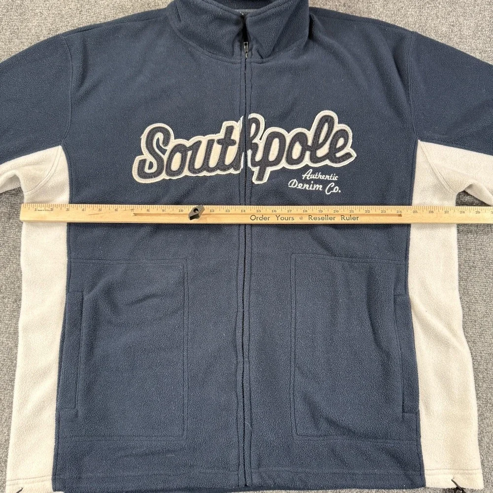 Southpole Fleece Jacket Mens XL Blue Gray Full‎ Zip Authentic Denim Co Outdoors